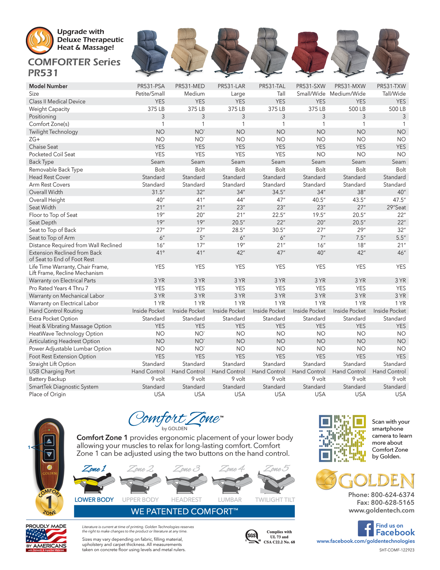 Golden PR531 - Comforter (Petite/Sm or Med or LG or Tall)