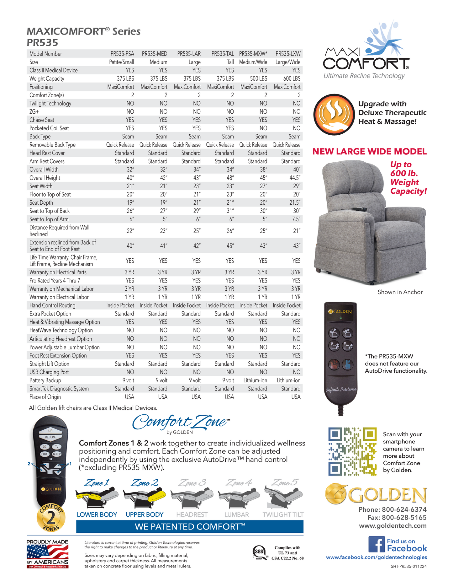 Golden PR535 - Comforter with MaxiComfort (Petite/SM or MD or L or Tall or MWide or LWide)