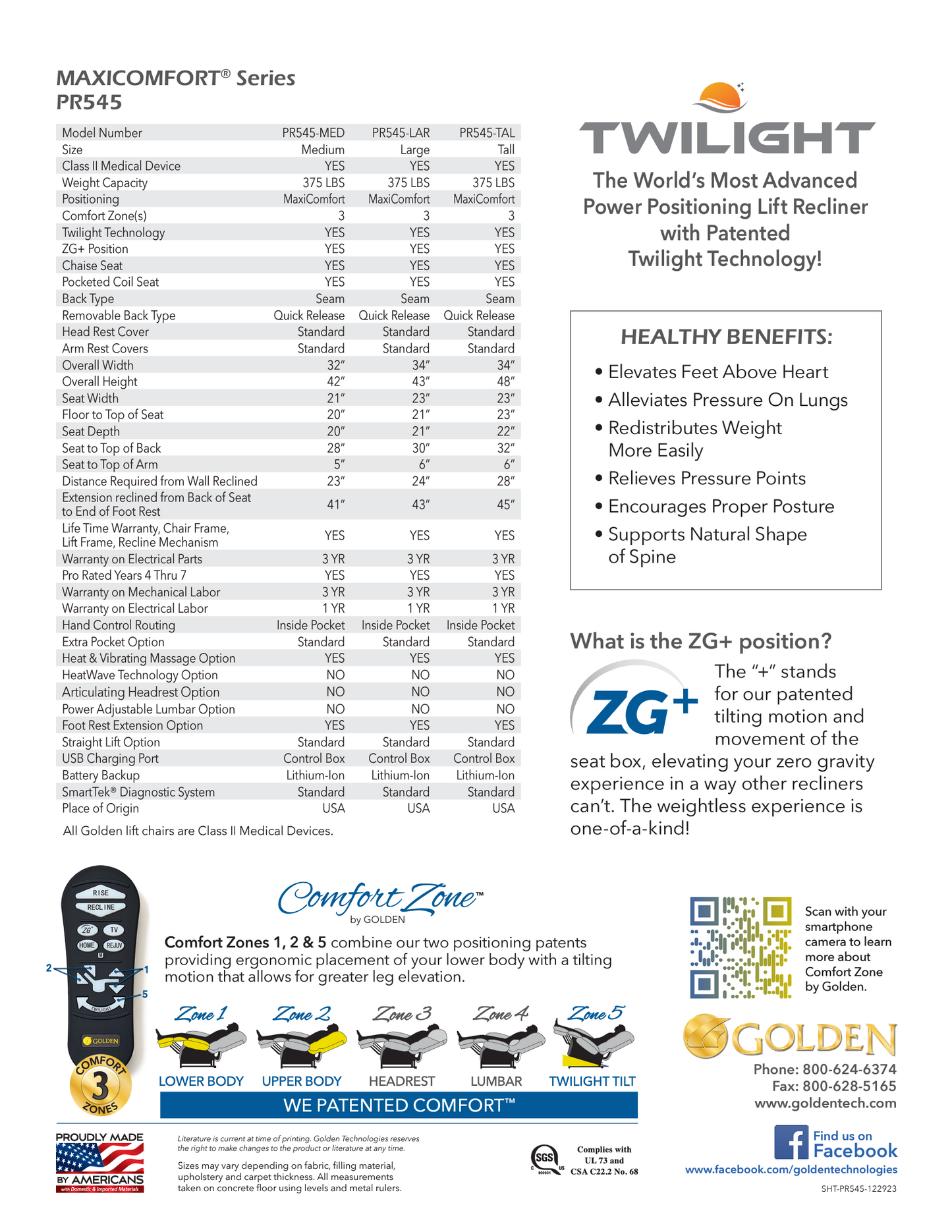 GOLDEN PR545 - Comforter With ZG+ (Medium or Large or Tall)